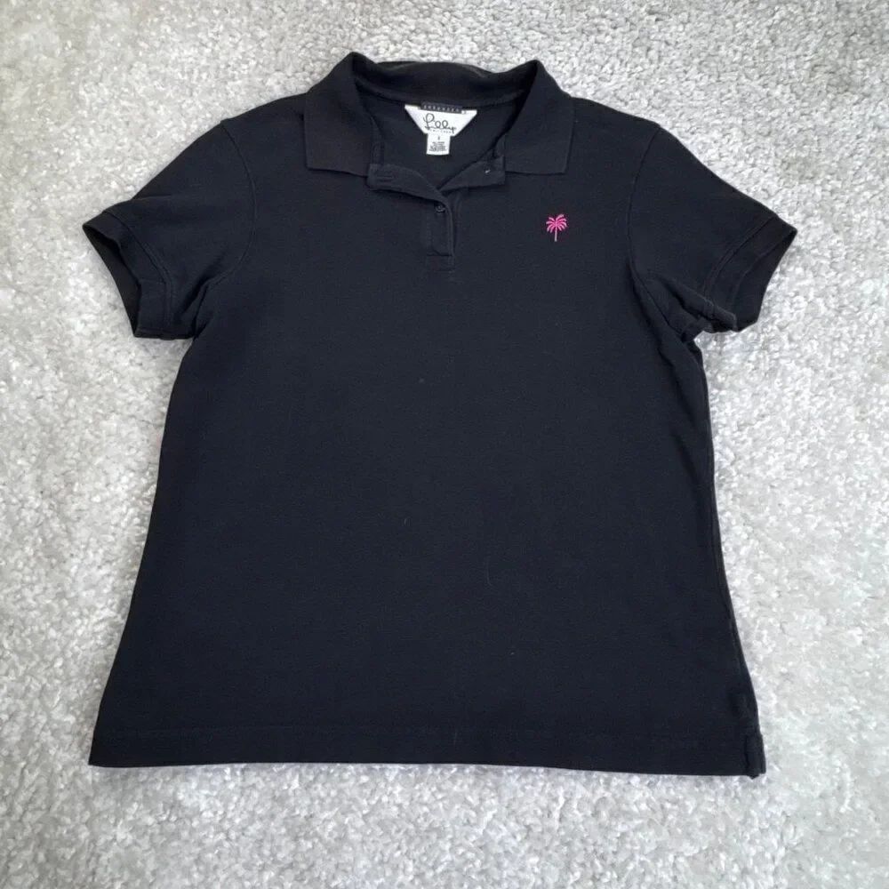 Lilly Pulitzer Shrunken Polo Shirt Black Small Vintage